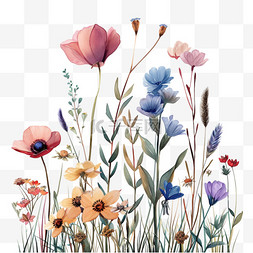 植物手绘插画背景图片_春天植物手绘免抠花草元素