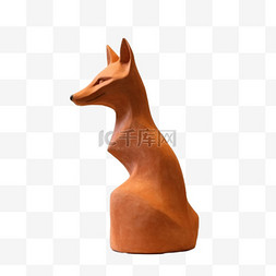 简洁狐狸雕塑元素立体免抠图案
