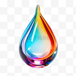 彩虹水滴素材图片_造型彩虹水滴元素立体免抠图案
