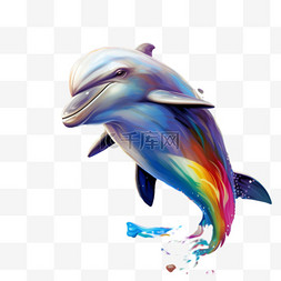 矢量可爱海豚元素立体免抠图案