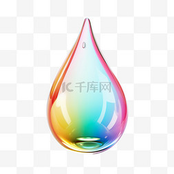 彩虹水滴素材图片_ai绘画彩虹水滴元素立体免抠图案