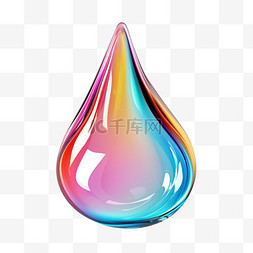 创意彩虹水滴元素立体免抠图案