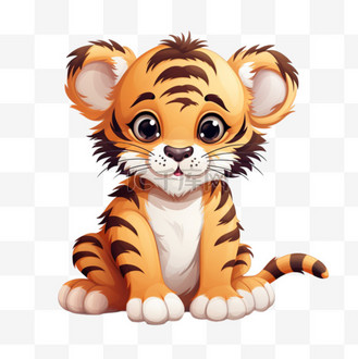 图形可爱老虎元素立体免抠图案