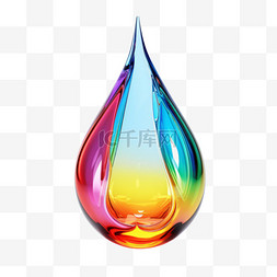 彩虹水滴素材图片_绘画彩虹水滴元素立体免抠图案