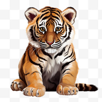 卡通可爱老虎元素立体免抠图案