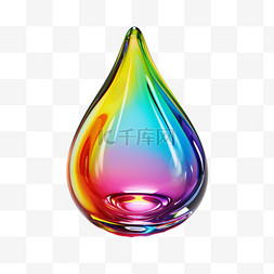 合成彩虹水滴元素立体免抠图案