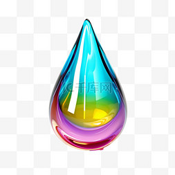 彩虹水滴素材图片_质感彩虹水滴元素立体免抠图案