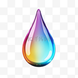 数字水滴图片_AICG彩虹水滴元素立体免抠图案