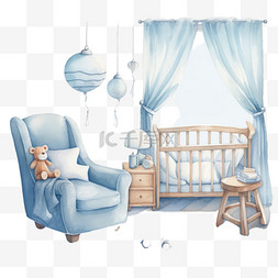 婴儿房图片_绘画温馨婴儿房元素立体免抠图案
