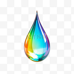 写实彩虹水滴元素立体免抠图案