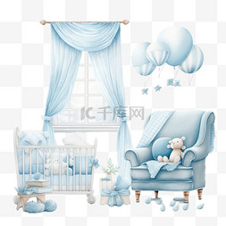 温馨婴儿房图片_质感温馨婴儿房元素立体免抠图案