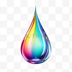 彩虹水滴素材图片_建模彩虹水滴元素立体免抠图案