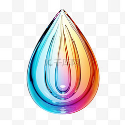 彩虹水滴素材图片_3d彩虹水滴元素立体免抠图案