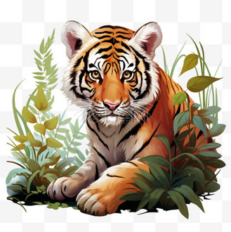 ai可爱老虎元素立体免抠图案
