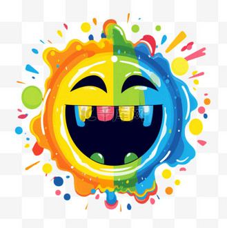 简约彩虹图片素材_简约彩虹笑脸元素立体免抠图案