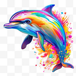 ai绘画可爱海豚元素立体免抠图案