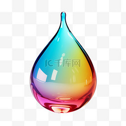 简洁彩虹水滴元素立体免抠图案