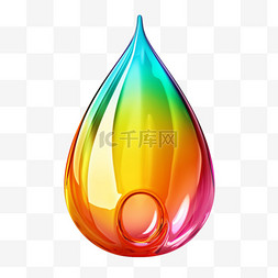 彩虹水滴素材图片_数字艺术彩虹水滴元素立体免抠图