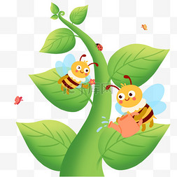 植树节树木蜜蜂设计图