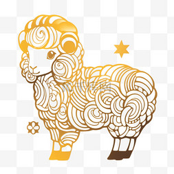 传统文化简笔画图片_金箔材质生肖素材羊