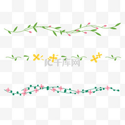 春天分割线植物花朵绿叶设计图