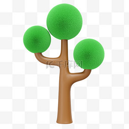 3D毛绒树树木绿植PNG素材