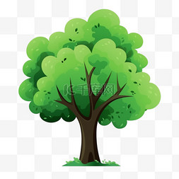 植树节卡通手绘绿色树木46png图片
