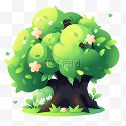春天植树节卡通手绘绿色树木32元