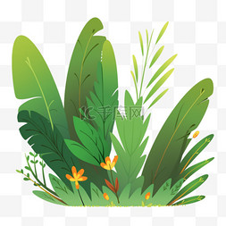 卡通手绘绿色植物草丛3png图片