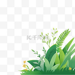 卡通手绘绿色植物草丛10元素
