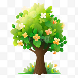 36绿色图片_春天植树节卡通手绘绿色树木36免