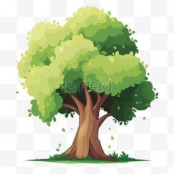 种茶手绘图片_植树节卡通手绘绿色树木43免抠素