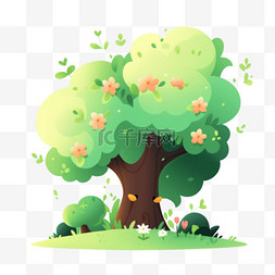 春天植树节卡通手绘绿色树木26免