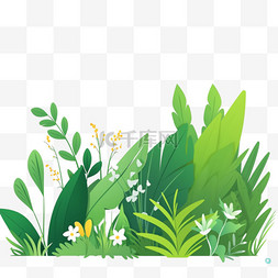 绿色植物环保图片_卡通手绘绿色植物草丛30图片
