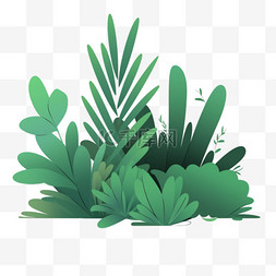 卡通手绘绿色植物草丛1元素