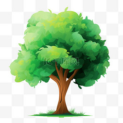 卡通手绘绿色树图片_春天植树节卡通手绘绿色树木20图