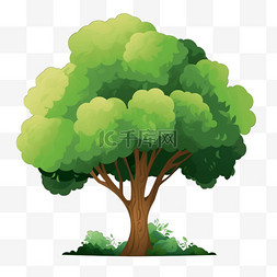 36绿色图片_植树节卡通手绘绿色树木36素材