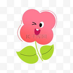 粉红色拟人春季植物花朵免抠元素