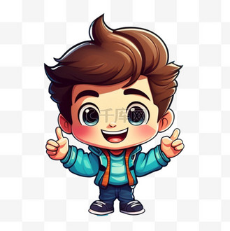 点赞表情旺旺图片素材_卡通人物点赞表情可爱男生免抠元素