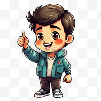 卡通人物点赞表情可爱男生设计图