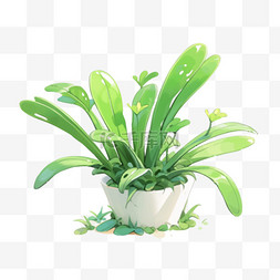 春天绿色植物插画图片_春天绿色植物装饰图案PNG素材