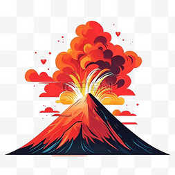火山喷发元素扁平插画