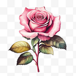 玫瑰粉红复古手绘花卉免抠元素
