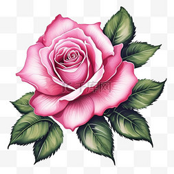 玫瑰粉红复古手绘花卉免抠元素