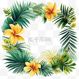 绿叶边框夏日热带植物椰子树设计