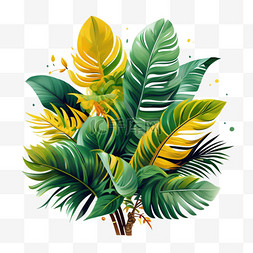 雨林茶庄图片_绿植热带芭蕉叶雨林植物元素