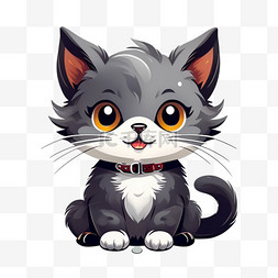 可爱的灰色小猫咪免抠元素