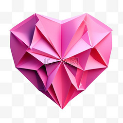 折纸爱心图片_折纸粉色爱心插画装饰免抠素材