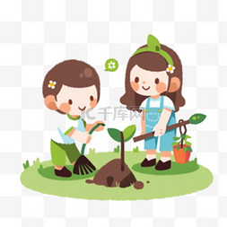 植树节设计图片_植树节儿童栽树素材可爱