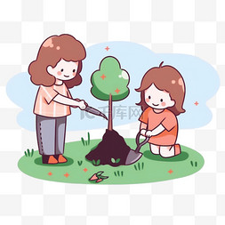 植树节儿童卡通装饰免抠元素